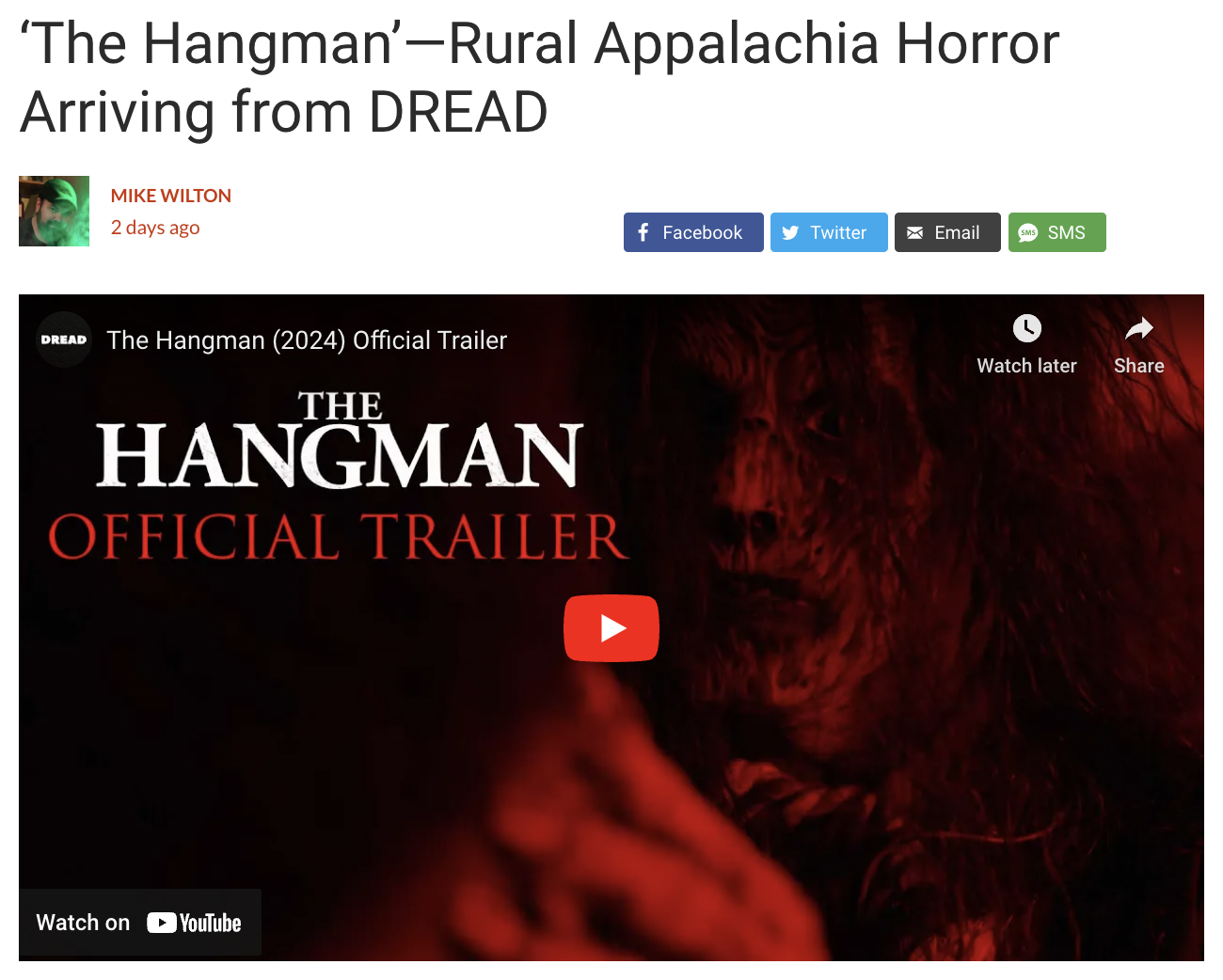 ‘The Hangman’—Rural Appalachia Horror Arriving from DREAD